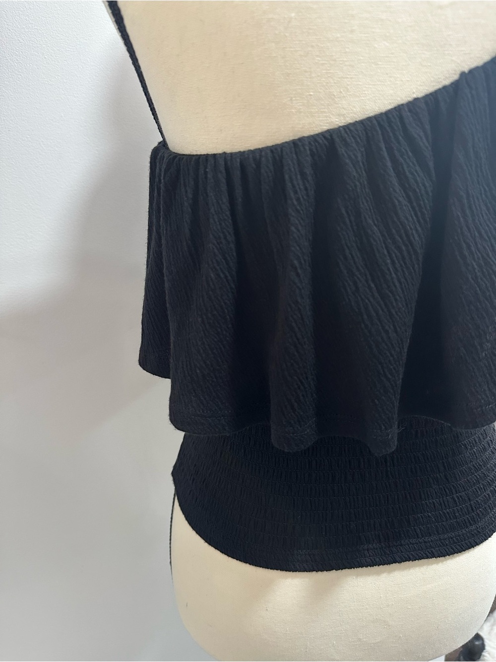 One-Shoulder Ruffle Knit Top - Black - Picture 6 of 7